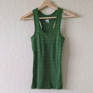 Old Navy Green and White Striped Tank Top